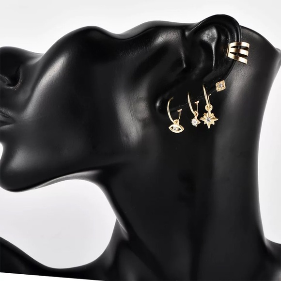 ⚜️[𝟯/$𝟭𝟴]⚜️Gold Crystal 5 Earrings Boho Set NEW - Picture 2 of 7